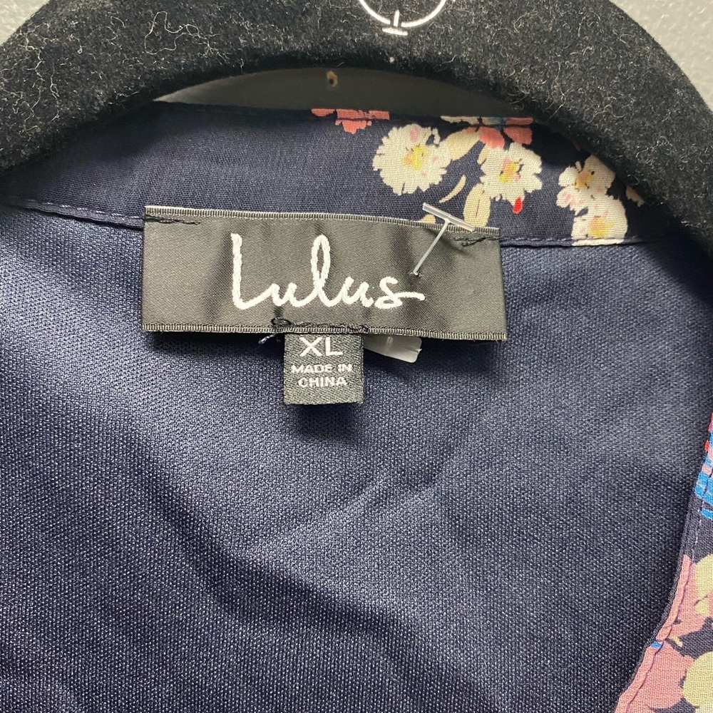 Lulu’s In the Flowers Navy Blue Floral Print Long Sleeve Skater Dress XL - Picture 9 of 12